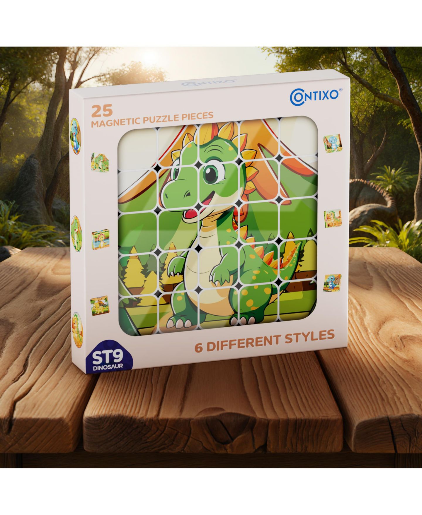 Детский пазл Contixo ST9 Dinosaur Magnetic 6-in-One 25-Piece Puzzle, Ages 3+, цвет: Разноцветный — фото 7