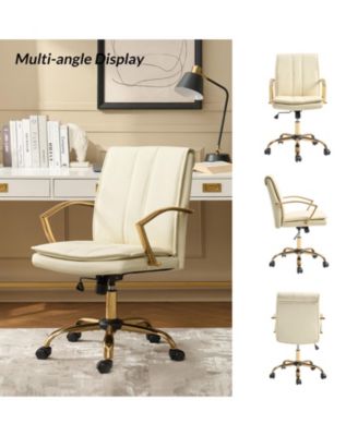 1 Pc Faux Leather Modern Rocking Tilting High-Back Office Chair with 360-Degree Swivel Base