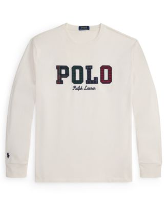 Men's Long-Sleeve Plaid-Logo Applique T-Shirt