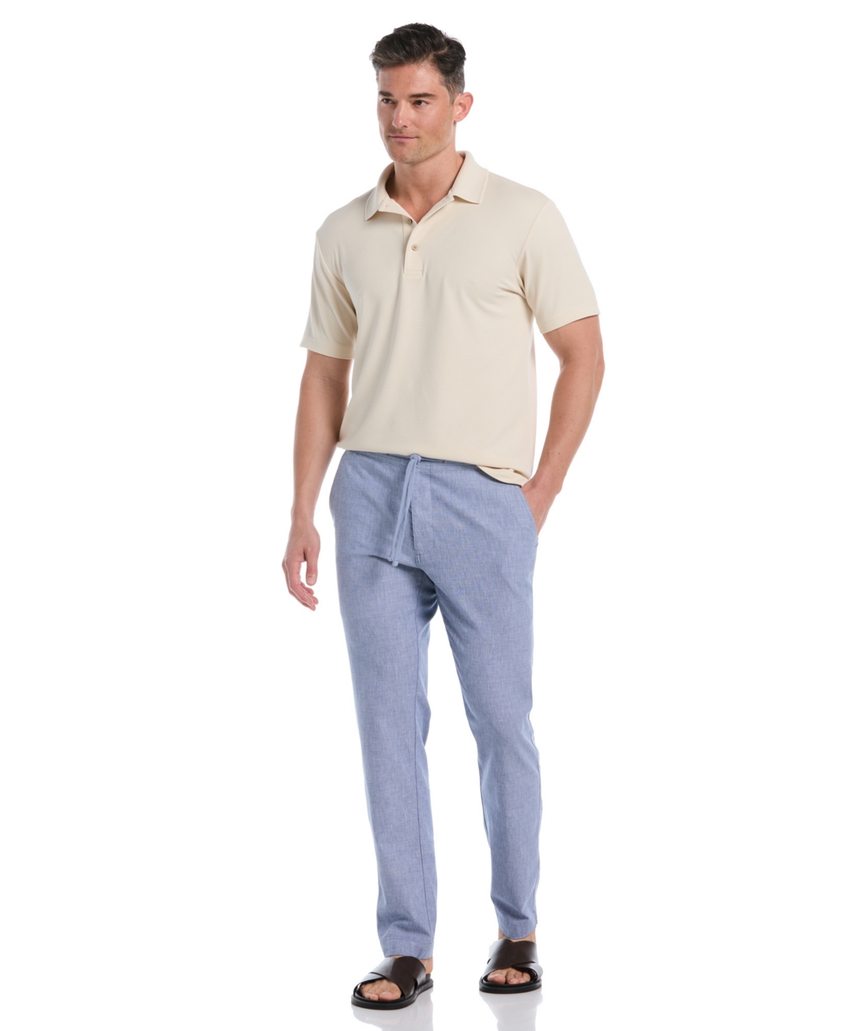 Cubavera Men's Linen-blend Drawstring Pants In Blue