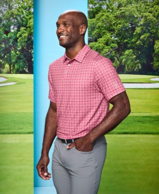 Men's Layered Boat Print Short-Sleeve Golf Polo Shirt