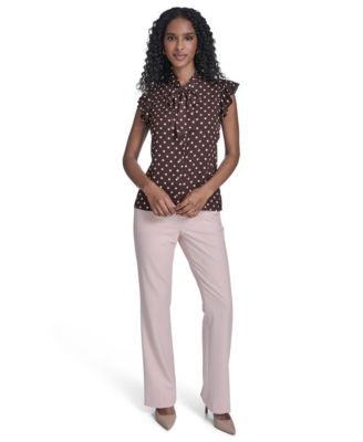 Women's Dot Tie Neck Top