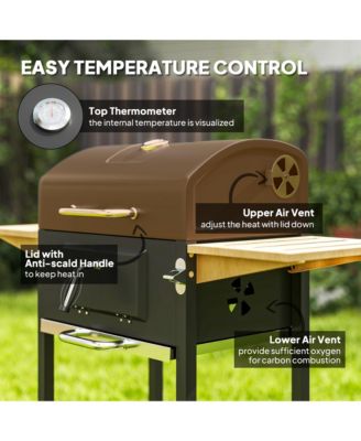 Charcoal BBQ Grill with Adjustable Charcoal Pan Barbecue Grill