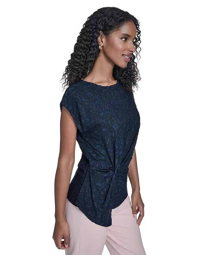Women's Floral Clip Draped Crewneck Top - thumbnail 9