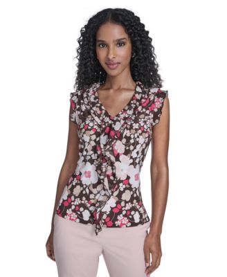Tommy Hilfiger - Women's Floral Mixed Media Ruffle Top