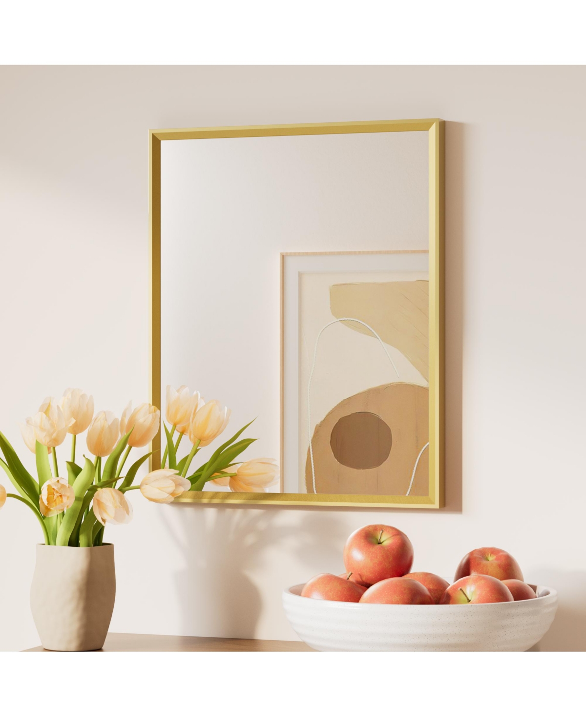 Keonjinn 16x20 Inch Brushed Gold Bathroom Vanity Mirror Metal Framed Over Sink Wall Mirror Horizontal/Vertical