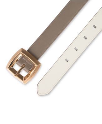Women's Two-in-One Reversible Puffed Beveled Edge Buckle Belt