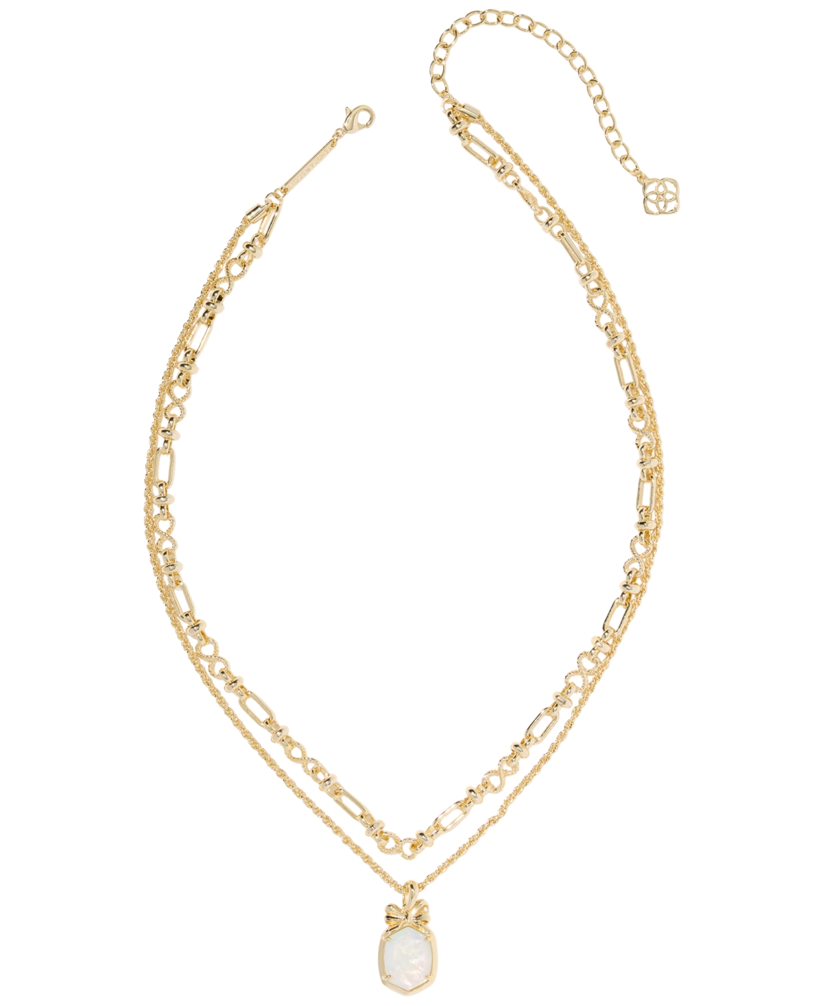 Kendra Scott Crystal & Imitation Pearl Daphne Bow Multi Strand Necklace In Gold