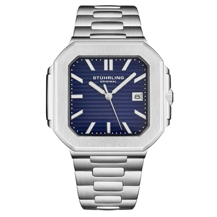Stuhrling Men s Quartz Modulus 4064 Watch Brushed Steel Integrated