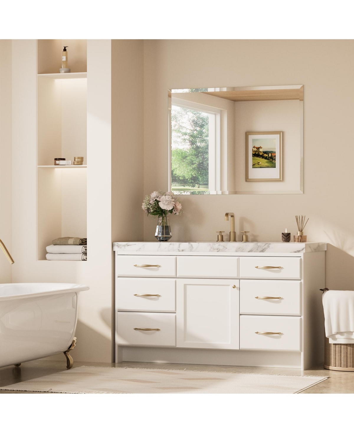 Keonjinn Inch Beveled Bathroom Vanity Mirror Shatterproof Frameless Wall Mirrored Over Sink Horizontal/Vertical