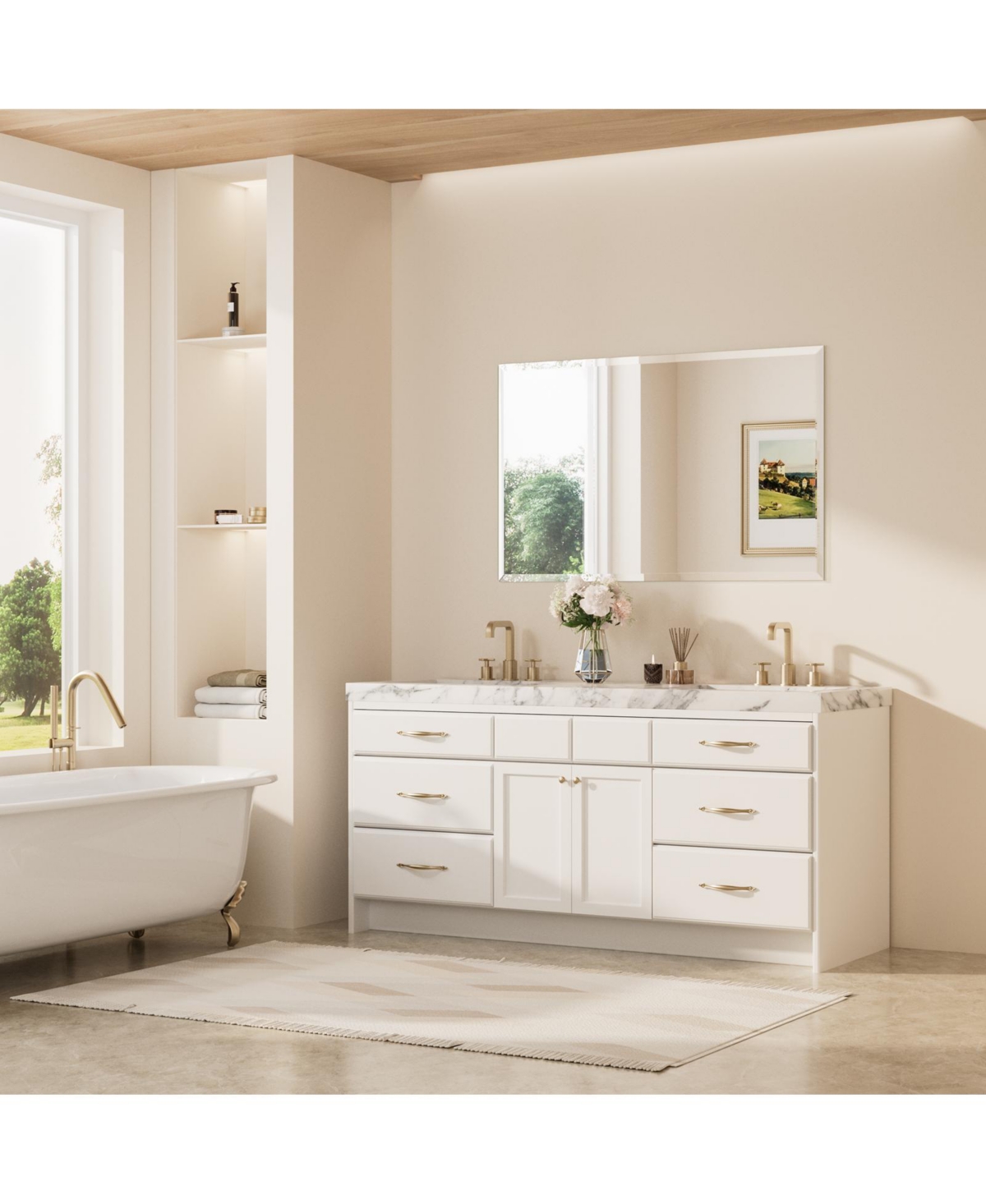 Keonjinn Inch Beveled Bathroom Vanity Mirror Shatterproof Frameless Wall Mirrored Over Sink Horizontal/Vertical