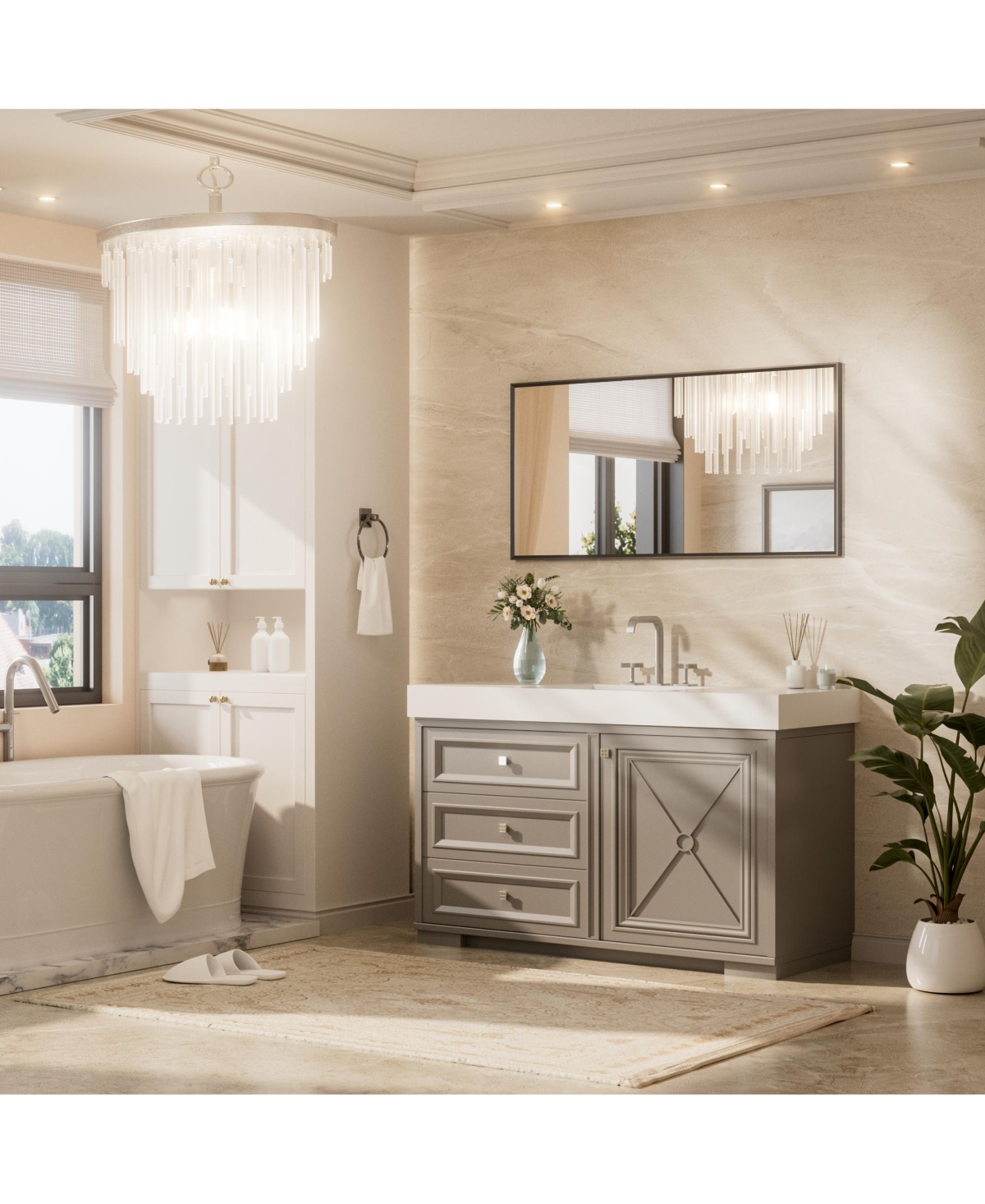 Keonjinn Inch Brushed Black Bathroom Vanity Mirror Metal Framed Over Sink Wall Mirror Horizontal/Vertical