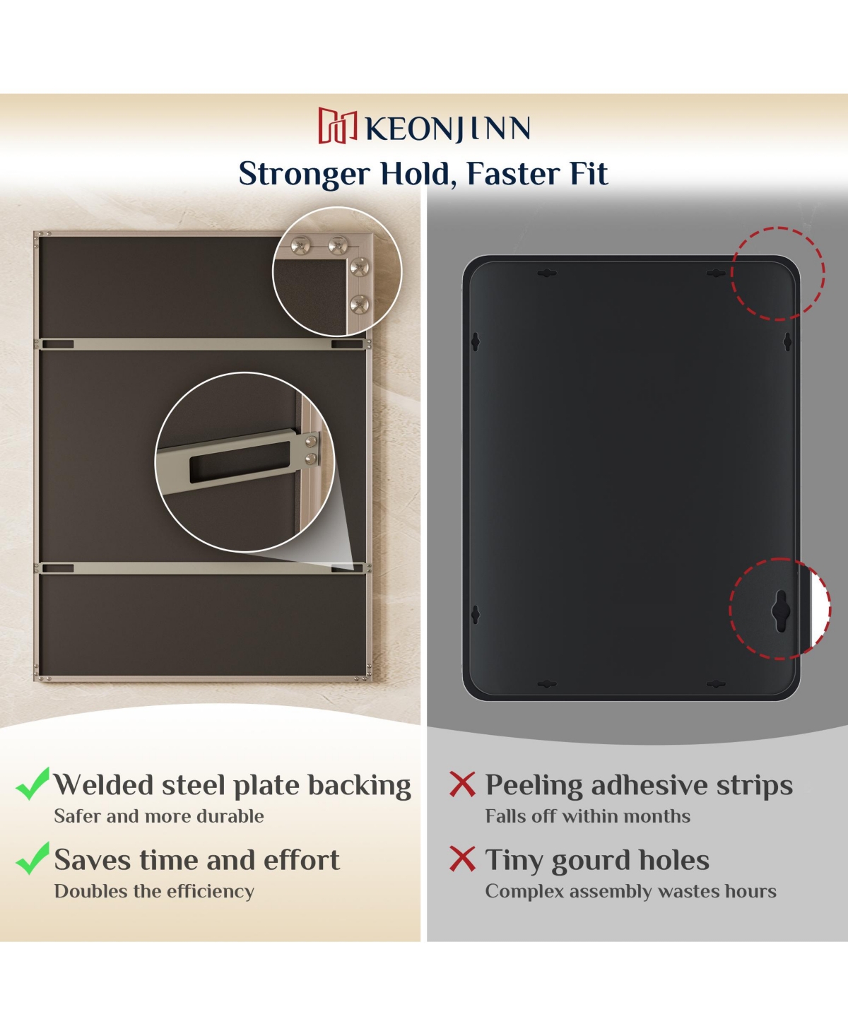 Keonjinn Inch Brushed Nickel Bathroom Vanity Mirror Metal Framed Over Sink Wall Mirror Horizontal/Vertical