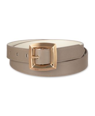 Women's Two-in-One Reversible Puffed Beveled Edge Buckle Belt