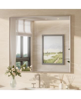 Inch Brushed Nickel Bathroom Vanity Mirror Metal Framed Over Sink Wall Mirror Horizontal/Vertical