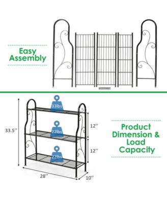 3-Tier Scrollwork Designed Metal Plant Stand-Black