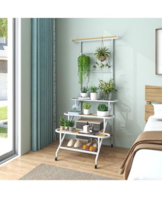 4-Tier Hanging Plant Stand with Hanging Bar