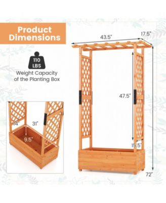 Raised Garden Bed with Arch Trellis-Orange