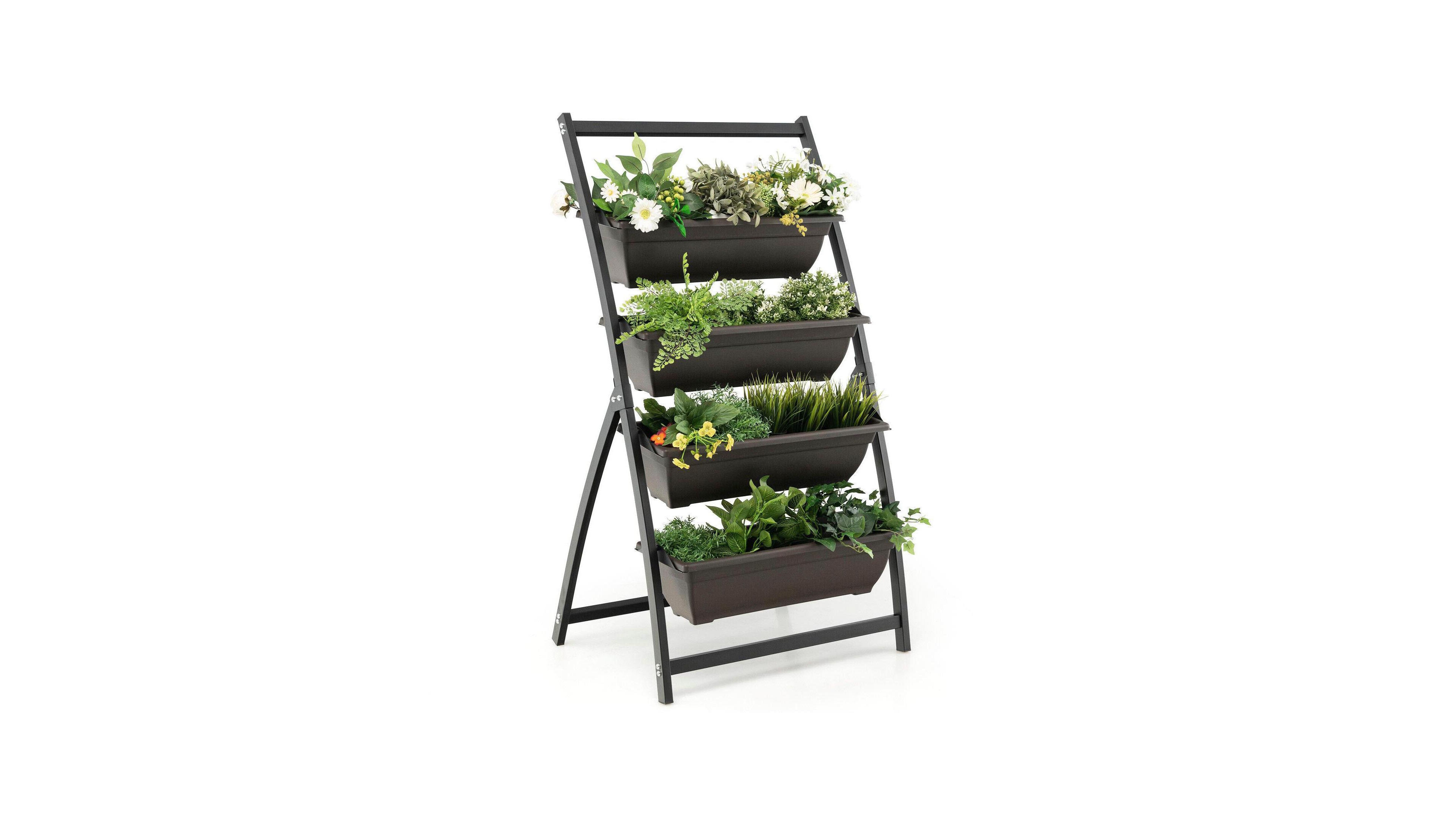 Sugift 4-Tier Vertical Raised Garden Bed with 4 Containers and Drainage Holes