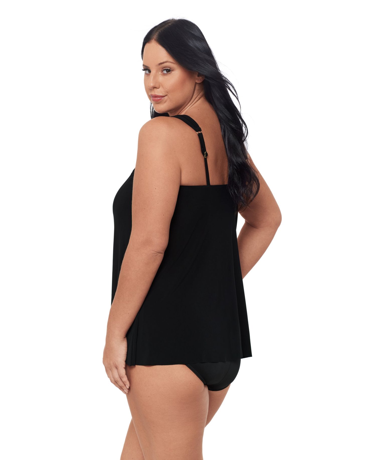 Plus Size Razzle Dazzle Asymmetrical-Drape Tankini Top