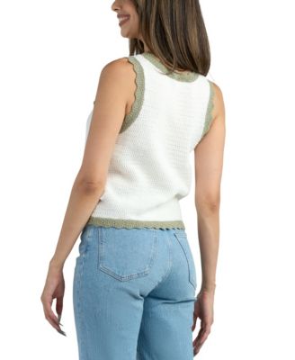 Juniors' Resort Sleeveless Scoop Neck Sweater