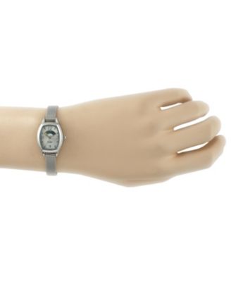 Women's Silver Dial Sun Moon Watch 30x20mm Mesh Bracelet