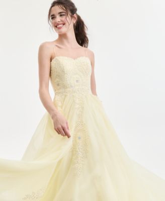 Juniors' Strapless Embellished Ballgown