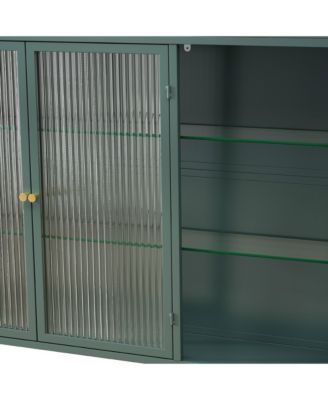 3-Door Arched Wall-Mounted Glass Cabinet for Kitchen, Living Room, or Bathroom Storage