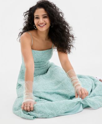 Juniors' Beaded-Soutache Ball Gown