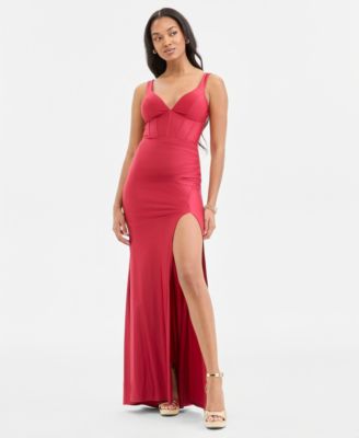 Juniors' Corset Lace-Up-Back Gown
