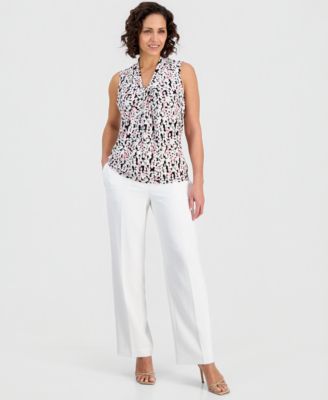 Petite Sleeveless Printed V-neck Top