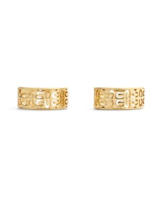 Gold Signature Quilted Cut Out Huggie Earrings
