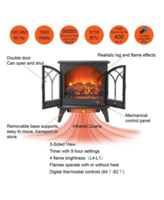 24 inch 3D  Flame Electric Infrared Quartz Fireplace Stove with remote control