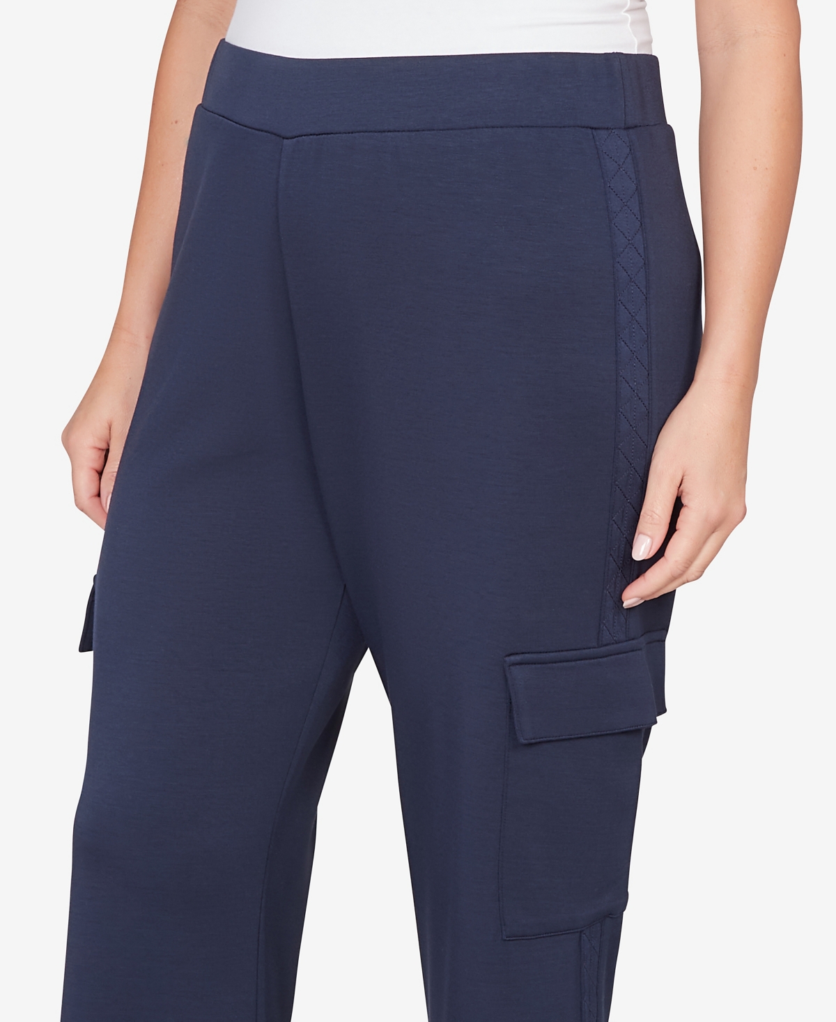 Ruby Rd. Plus Size Luxe Knit Cargo Ankle Pants In Blue