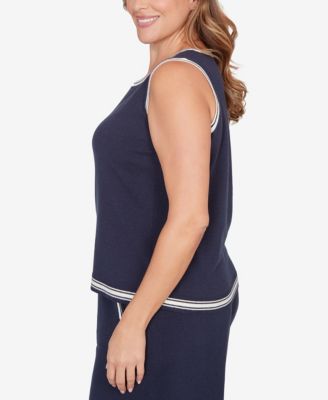 Plus Size Tipped Trim Sweater Tank Top