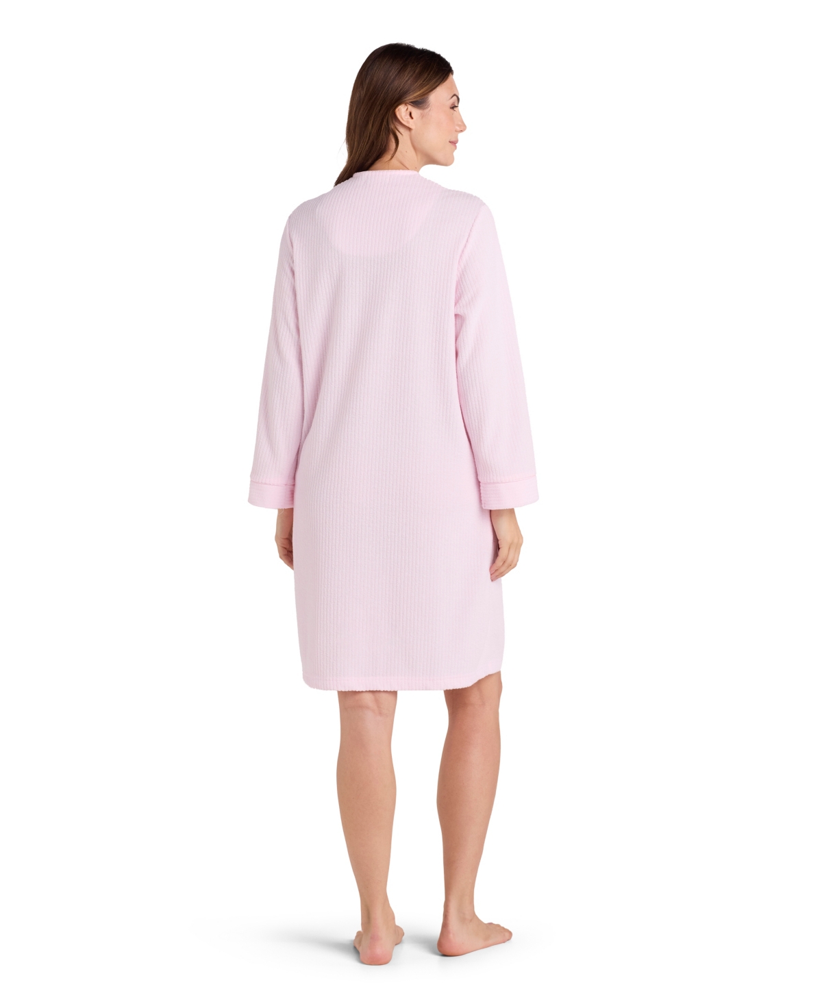 Miss Elaine Women's Long-sleeves Short Robe In Pink