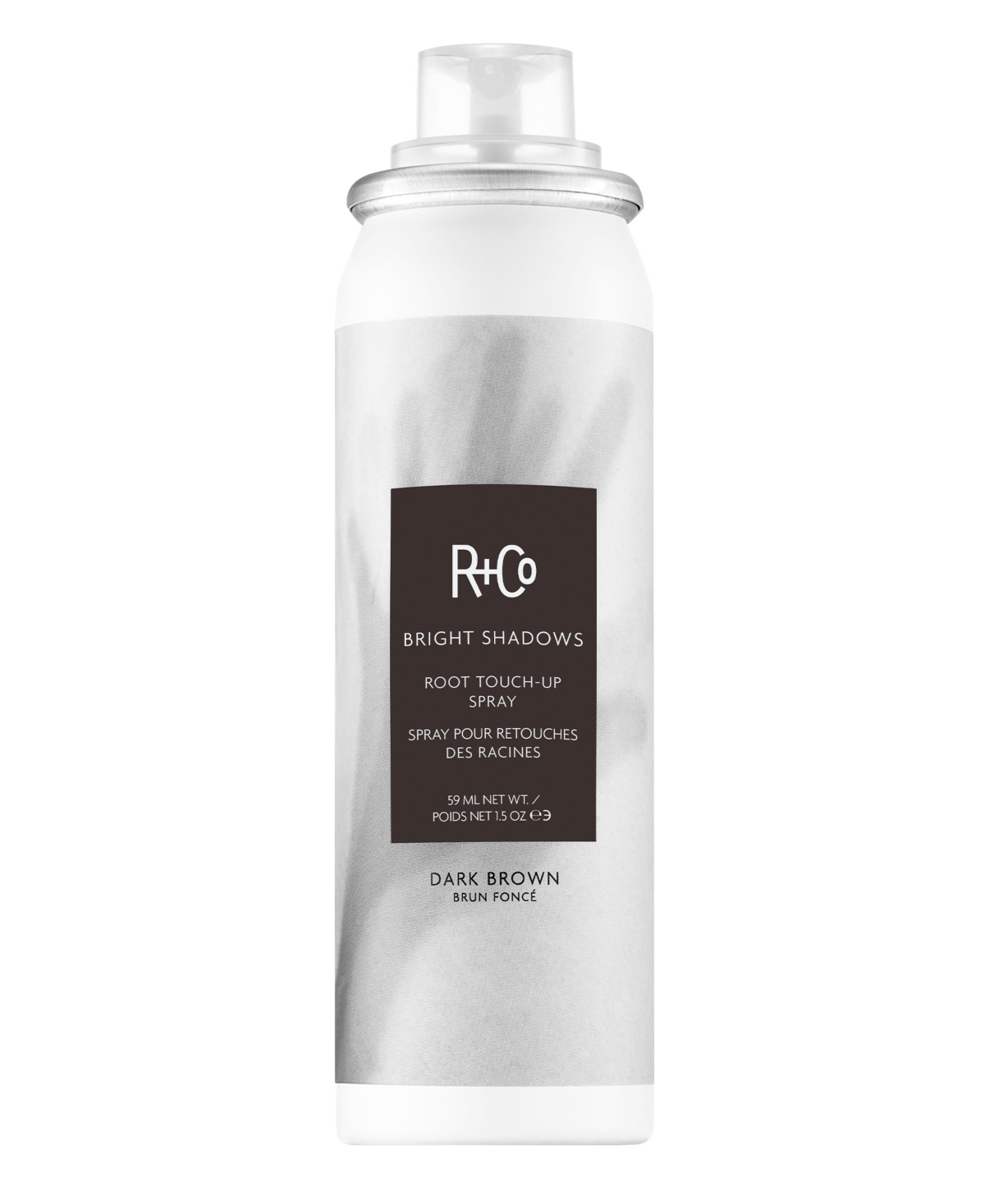 R + Co Bright Shadows Root Dark Brown Touch Up Spray, 1.5 Oz. In Transparent