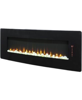 48 inch Curved Front Wall Mounted Electric Fireplace with remote and multi color flame & emberbed