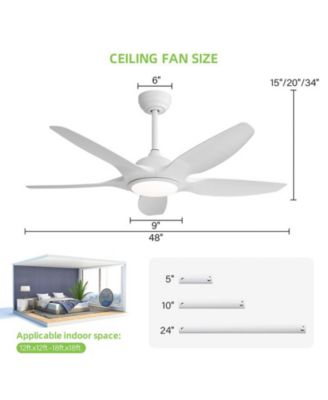48-inch Matte White 5-Blade Ceiling Fan with Six Speed Remote Control and Forward Reverse Function for Indoor Use