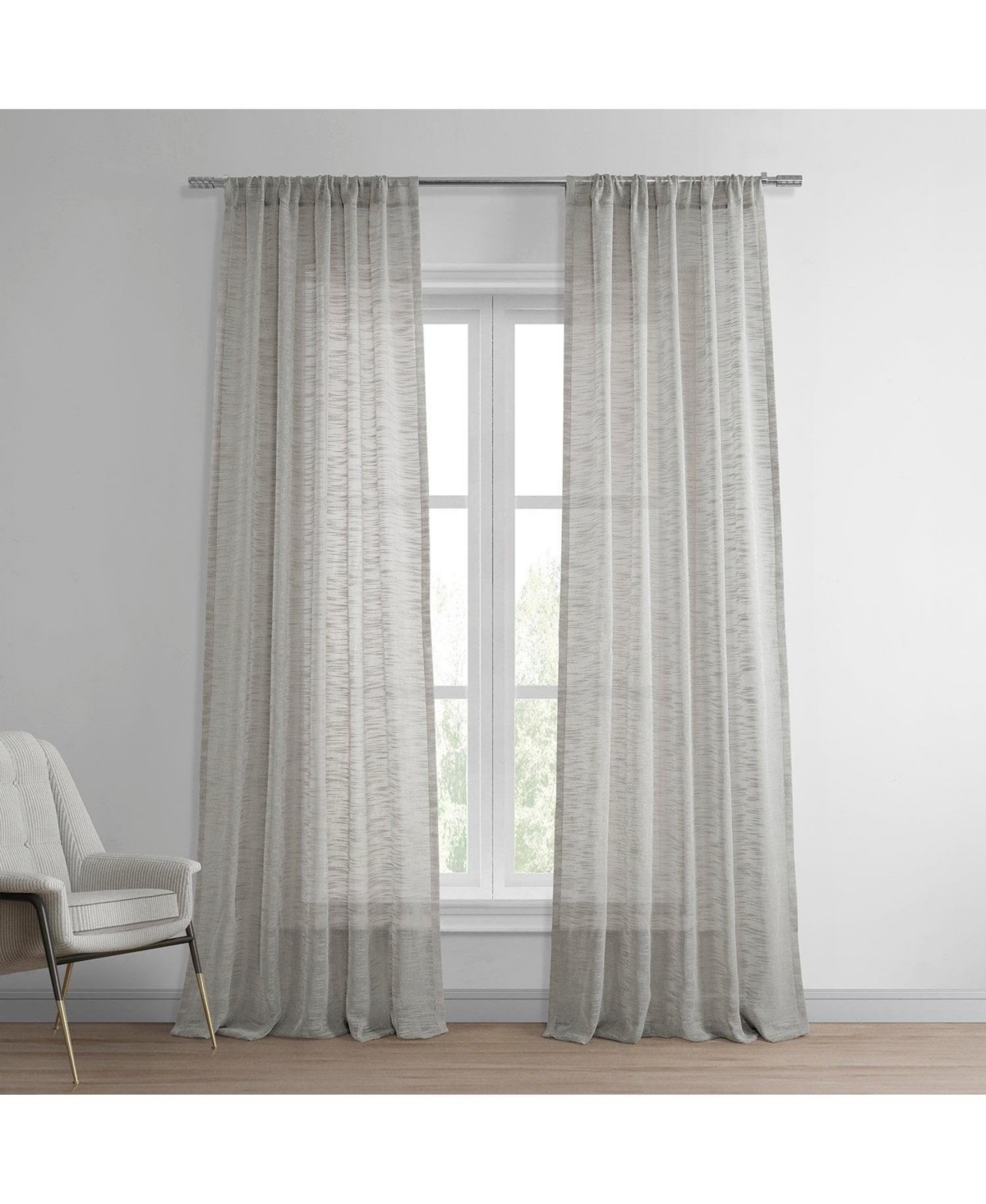 Half Price Drapes Faux Linen Sheer Curtain Pair (2 Panels