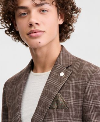 Men's Plaid Notch-Lapel Slim-Fit Sport Coat