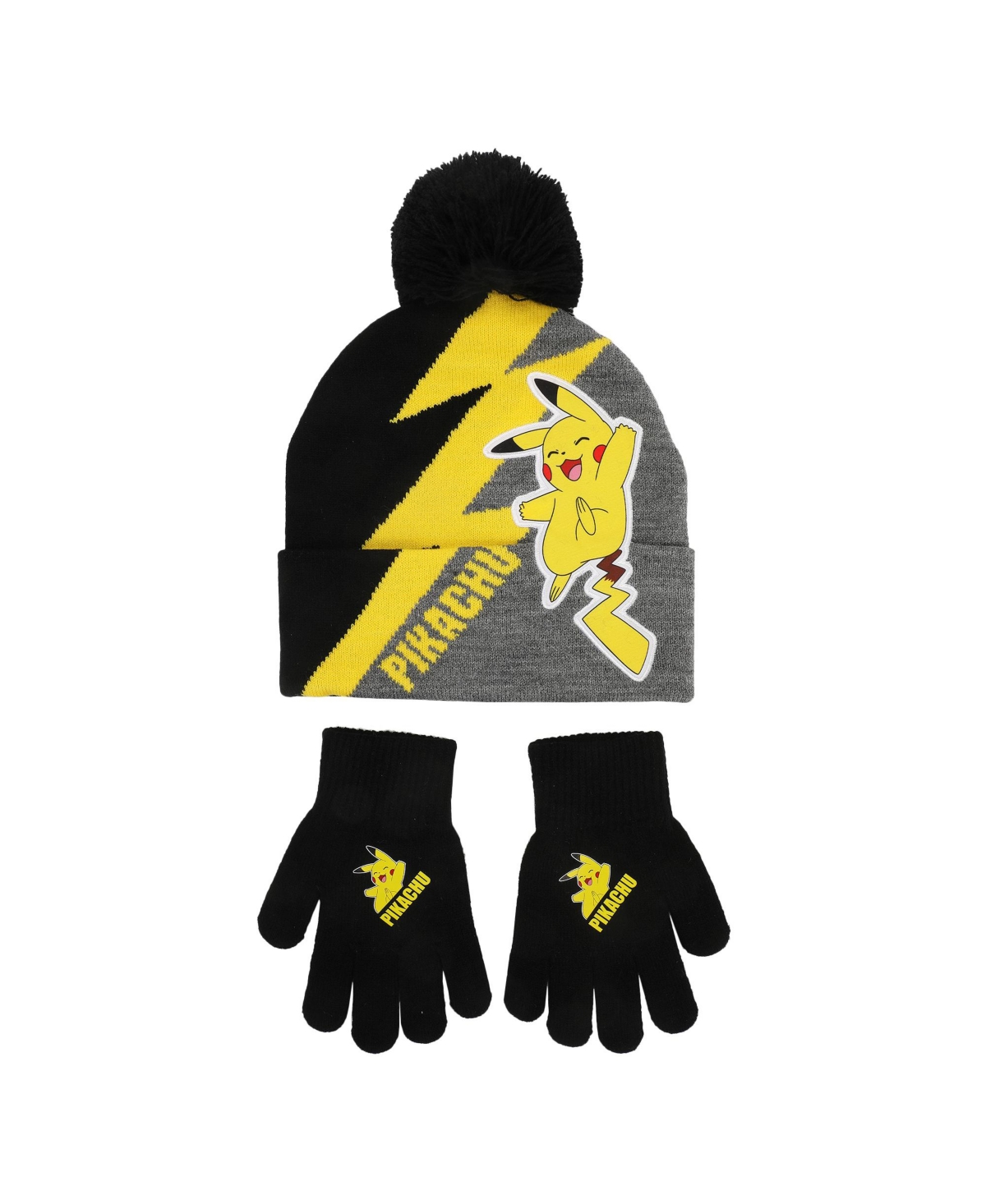 Pokemon Pikachu Thunderbolt Youth 2-Piece Knit Beanie & Gloves Set