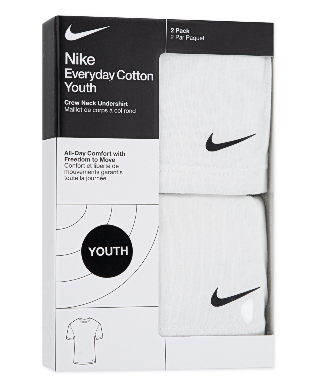 Nike Boys   Crew Undershirt 2 Pack In White