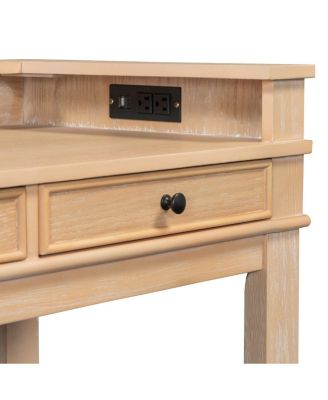 4-Piece Counter Height Dining Set with 3 Upholstered Stools, Storage Drawers & USB Charging for Small Spaces