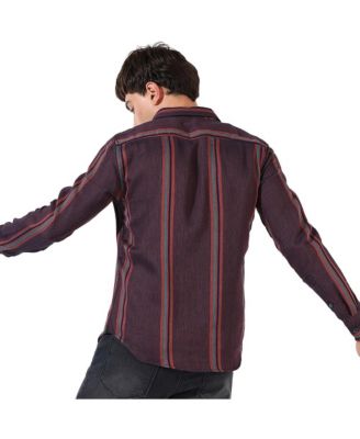 Men's Maroon Striped Regular Fit Casual Shirt