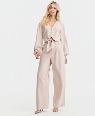 Shirley Linen Tie-Front Blouse & Sulli Linen Wide-Leg Pants