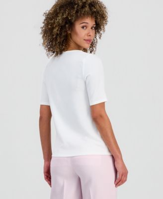 Women's Textured Elbow-Sleeve Top