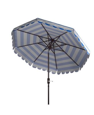 Maui Single Scallop Striped 9Ft Crank Push Button Tilt Umbrella