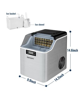 Euhomy 34-lb Cube Ice Countertop Portable Ice Maker in Black with Self Cleaning