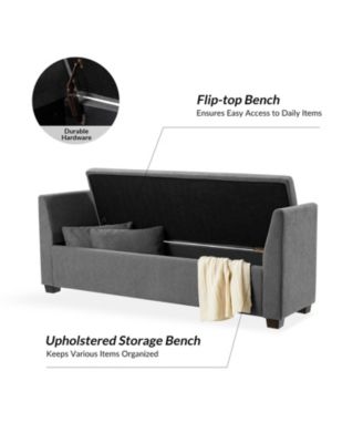 Bruno Modern Storage Bench with Rubber Wood Legs